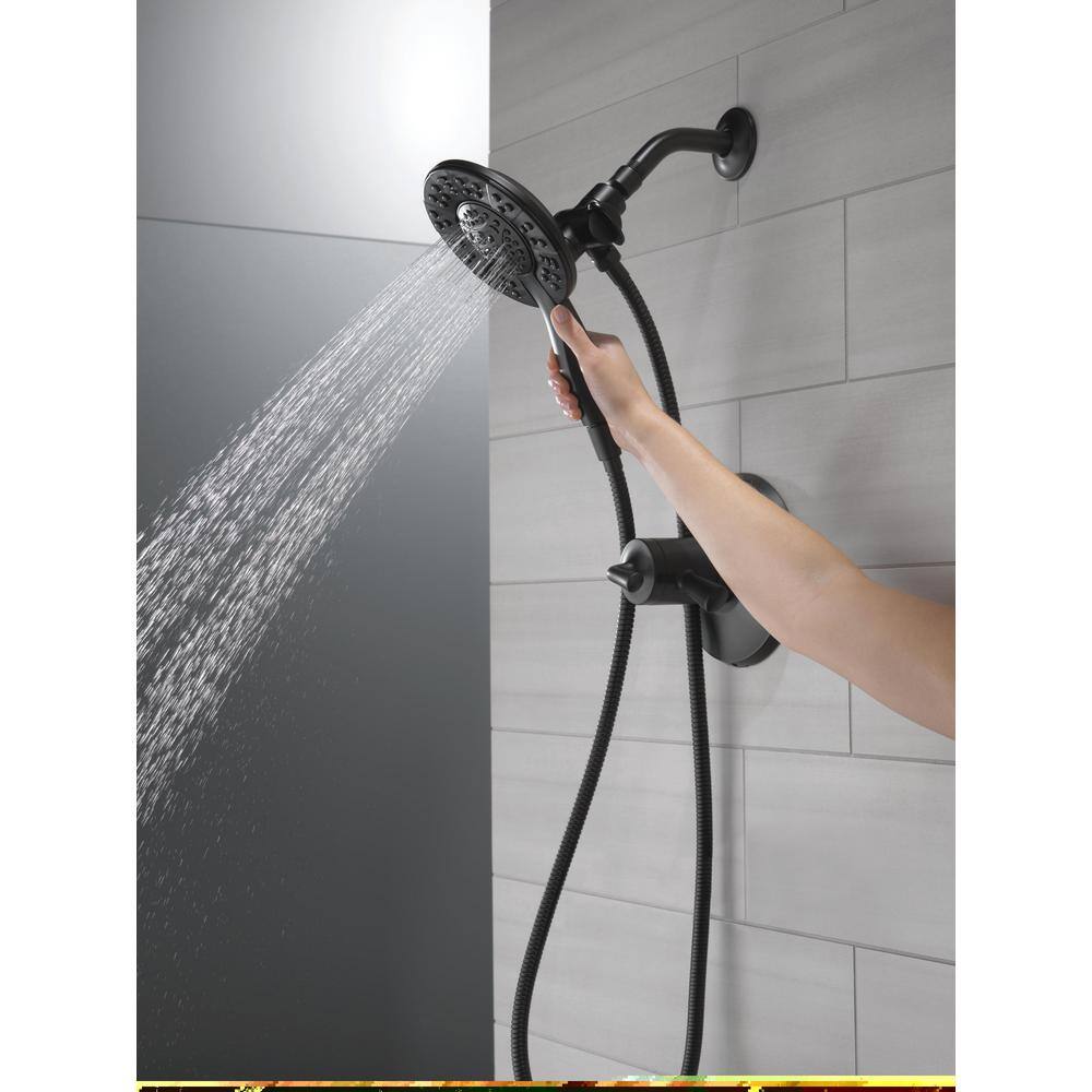 Delta In2ition 4-Spray Patterns 1.75 GPM 6 in. Wall Mount Dual Shower Heads in Matte Black 58499-BL