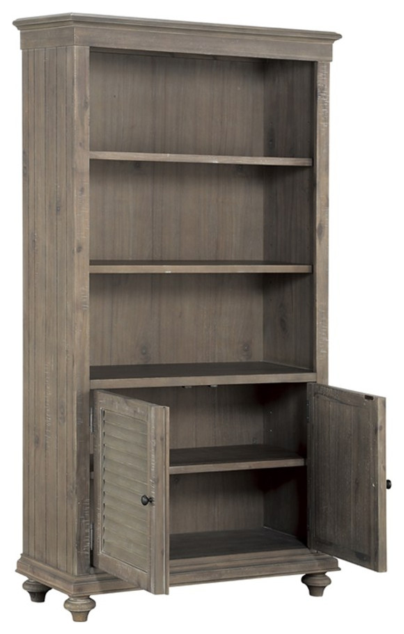 Bowery Hill Modern Wood Bookcase in Driftwood Light Brown Finish   Traditional   Bookcases   by Homesquare  Houzz