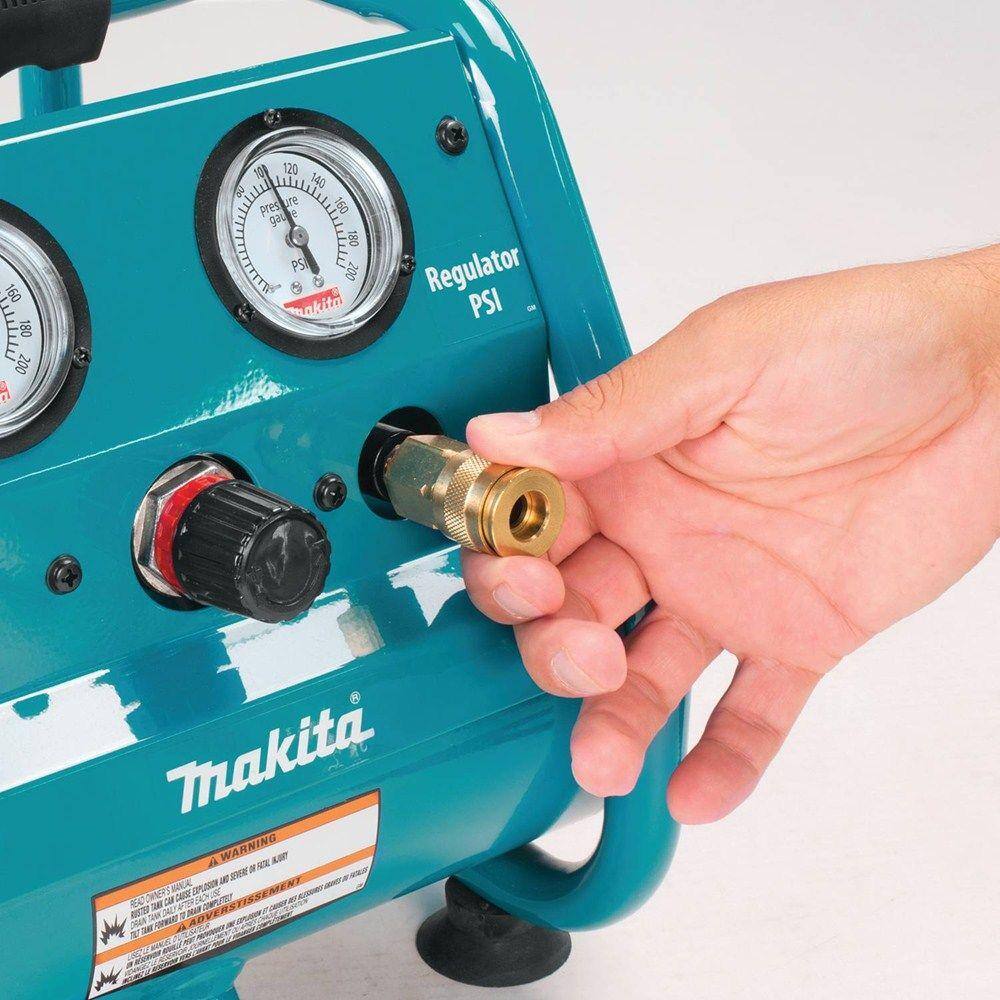 Makita 1 Gal. 125 PSI Portable Electric Compact Air Compressor with Bonus Pneumatic 2 in. 18-Gauge Brad Nailer AC001-AF506