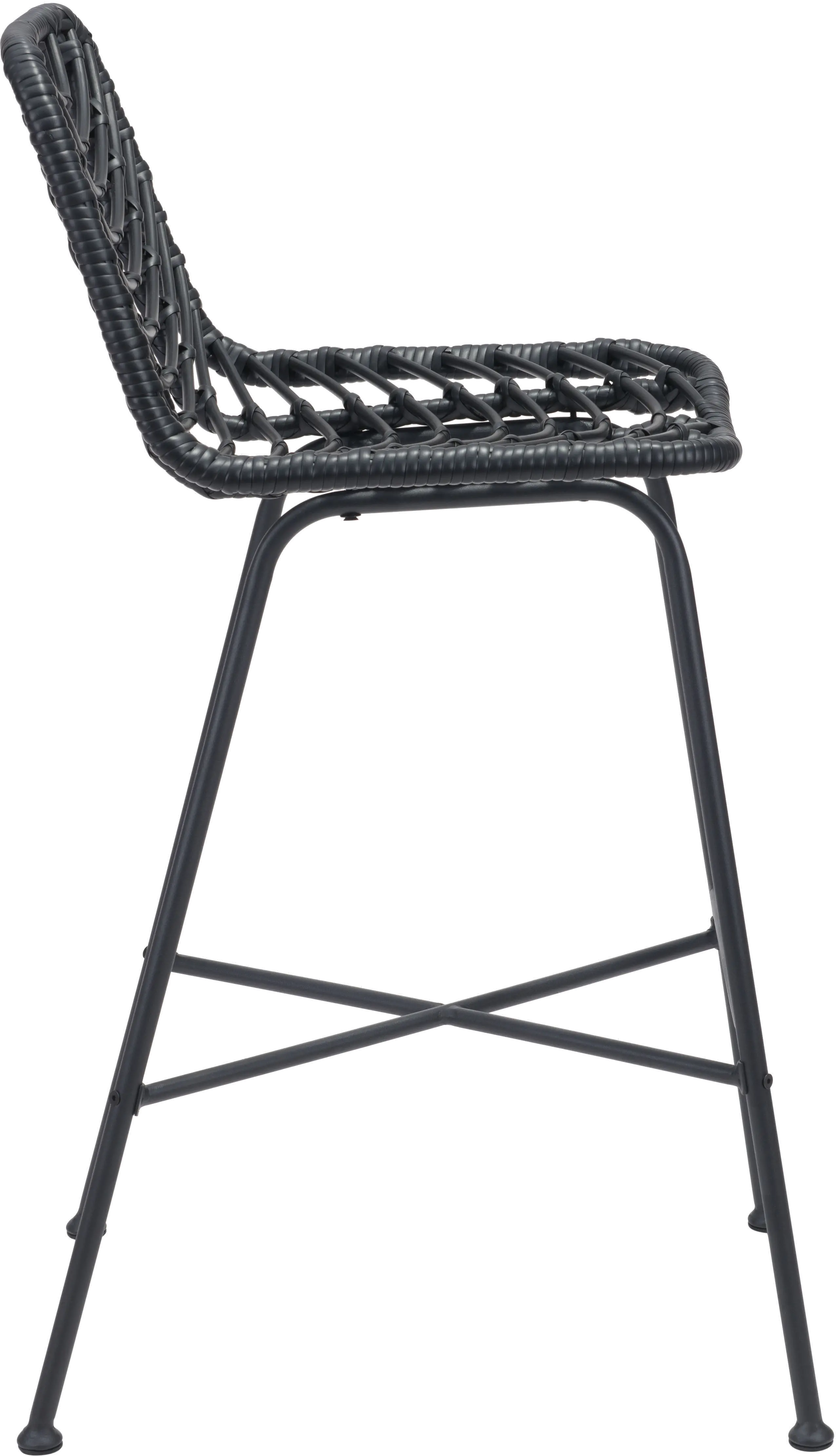 Malaga Black Outdoor Bar Stool， Set of 2