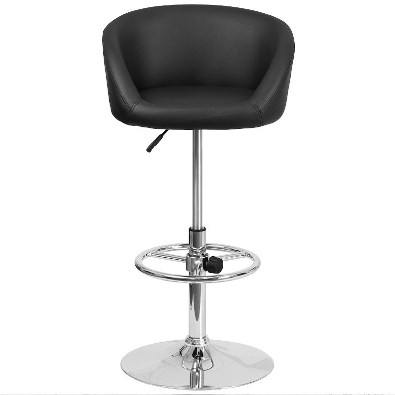 Merrick Lane Valencia Bucket Seat Bar and Dining Stool Modern Stool with 360 Swivel， Adjustable Height and Metal Footrest