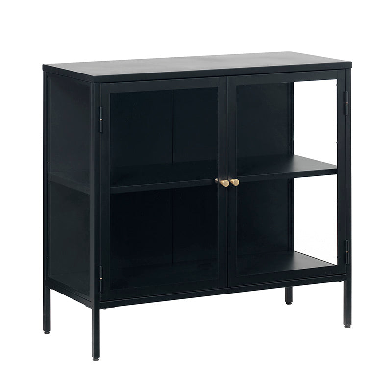 CARMEL 2 Glass Doors Sideboard 90cm - Black