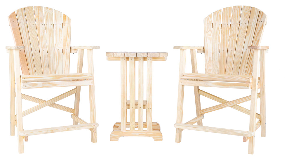 Capers Solid Pine 3 piece Balcony Bistro Set   Craftsman   Outdoor Pub And Bistro Sets   by McGee Holdings  LLC  Houzz