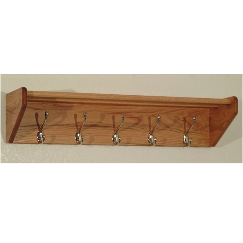 Wooden Mallet 32HCR 5 Hook Shelf， Mahogany