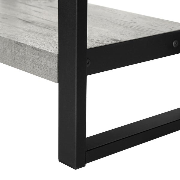 Modern Accent Table - Black Reclaimed Wood-Look / Black Metal - 23.75