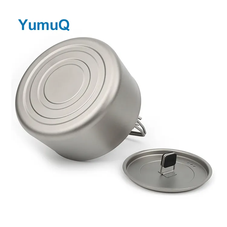 YumuQ 15cm x 7.6cm 1L New Style Titanium Luxury Foldable Camping Equipment Kettle For Home Hiking Backpacking