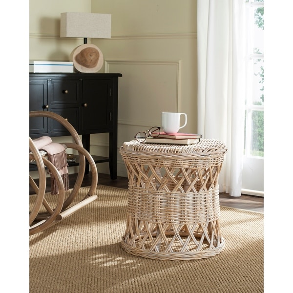 SAFAVIEH Desta Natural Rattan Round Table - 19.6