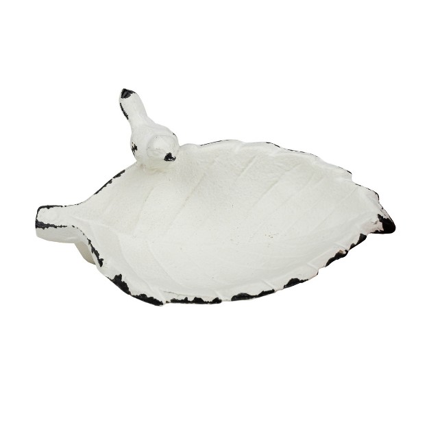 Bird Leaf Trinket Tray White Cast Iron Foreside Home amp Garden