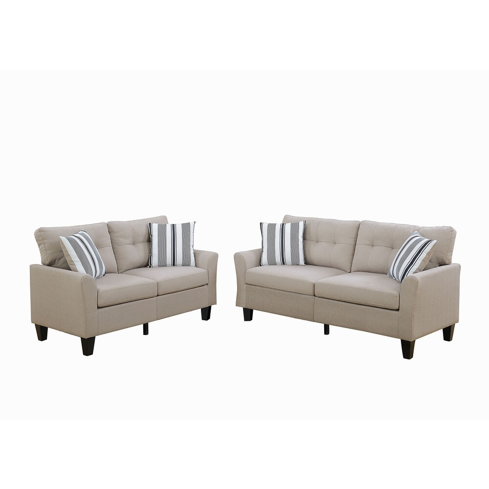 2 Piece Glossy Polyfiber Sofa Set