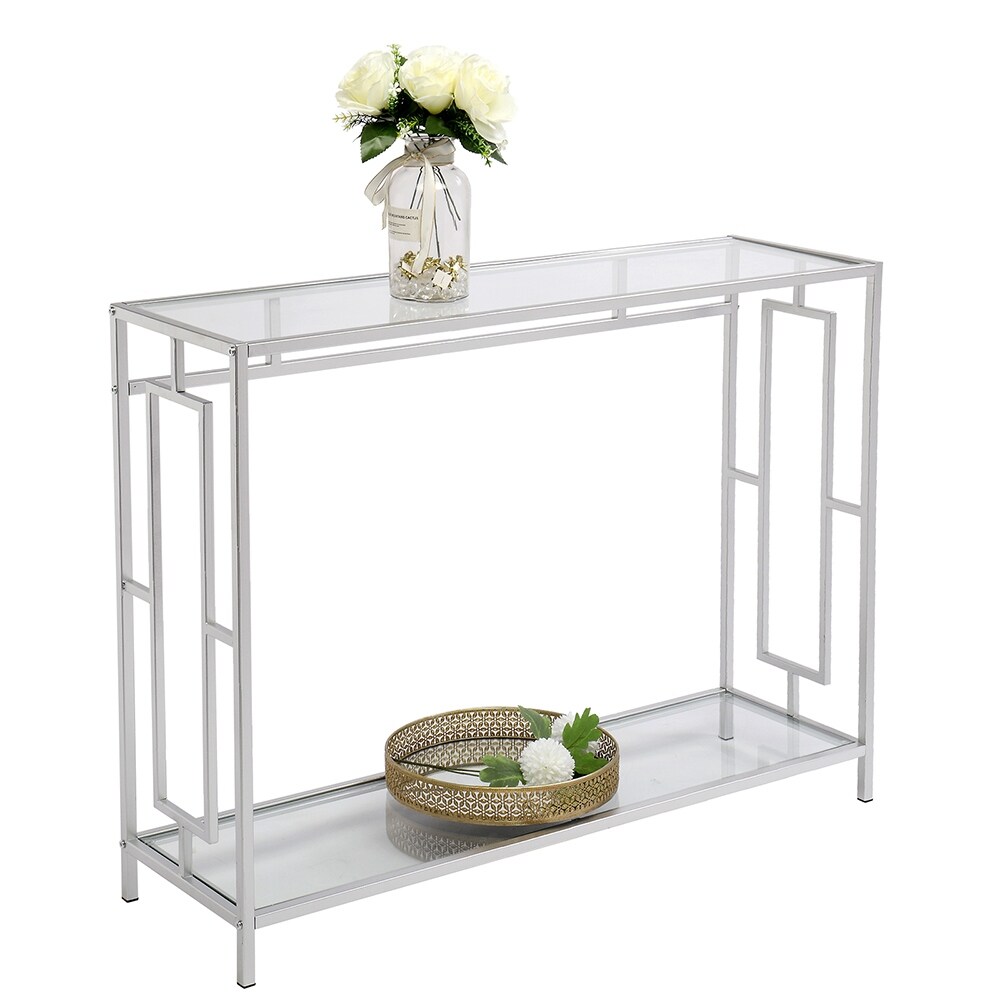 Living Room Toughened Glass Panel Console Table