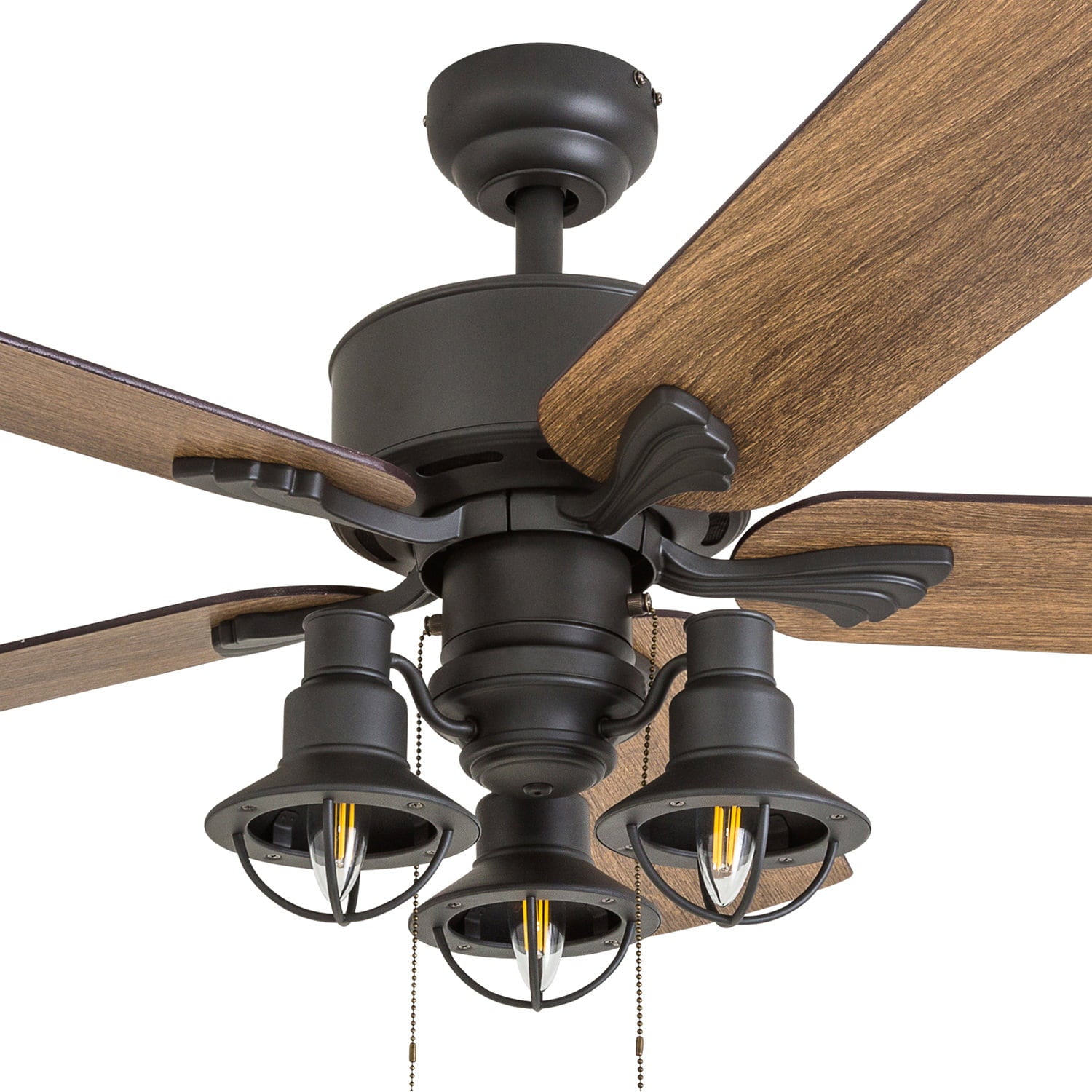 Prominence Home 50651-35 Sivan Farmhouse 52-Inch Aged Bronze Indoor Ceiling Fan, Lantern LED Multi-Arm Barnwood, Tumbleweed Blades