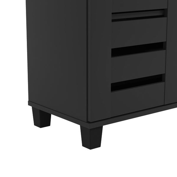 28 in. H x 45.3 in. W Black Wood Shoe Cabinet - - 37316171