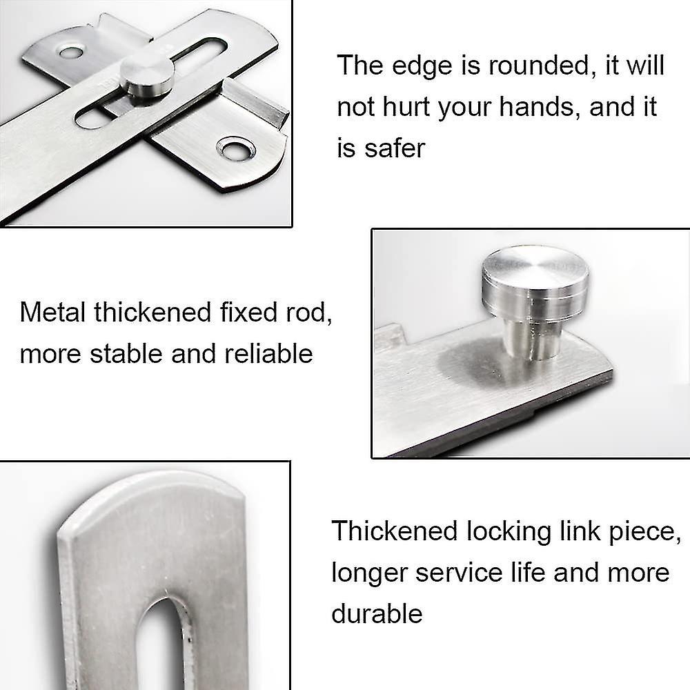 4 Pieces Door Latch， Security Latch， Sliding Hasp， Stainless Steel Door Latch For Door， Cabinet， Drawer