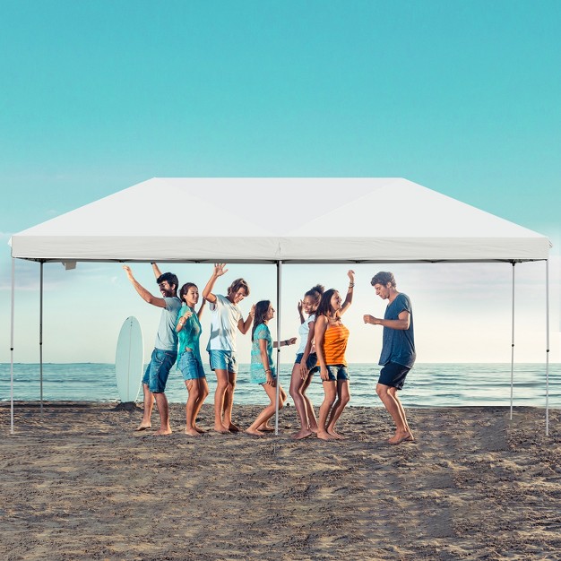 Outsunny 10 x27 X 20 x27 Heavy Duty Pop Up Canopy With Durable Steel Frame 3 level Adjustable Height And Storage Bag Event Party Tent