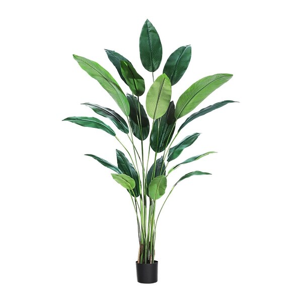 2 pcs Artificial Bird of Paradise Plant 6FT(72in) Fake Palm Tree with 17 Trunks Faux Leaves