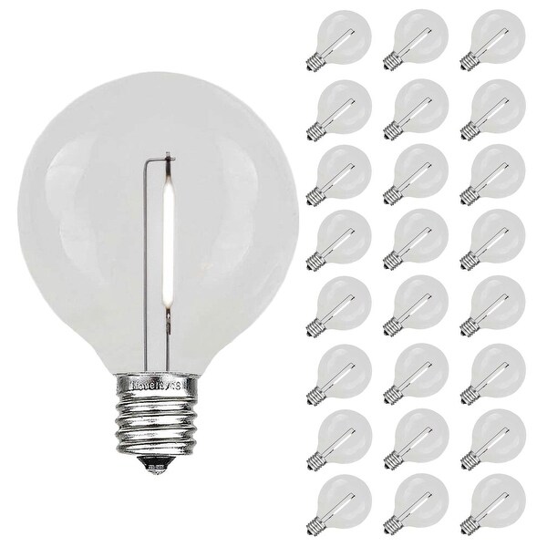 25 Pack LED G40 Plastic Filament Outdoor Globe Replacement Bulbs，Warm White