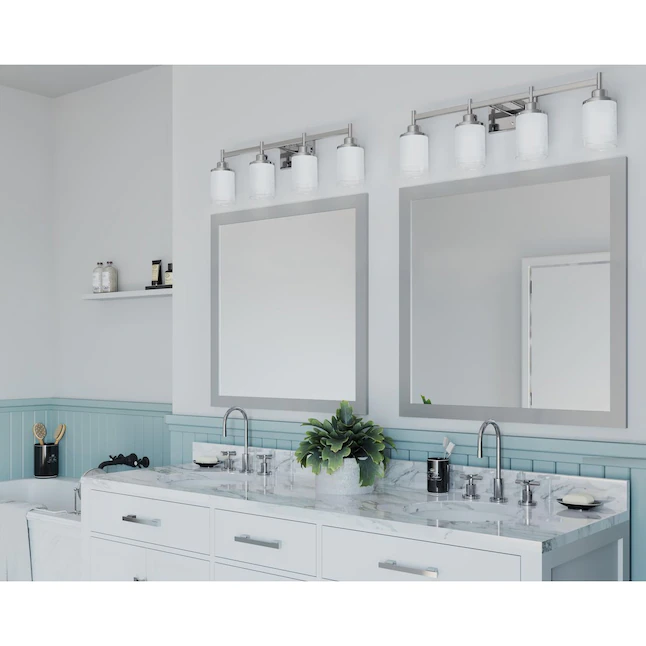 Progress Lighting??Alexa 31-in 4-Light Brushed Nickel Modern/Contemporary Vanity Light (P2998-09)