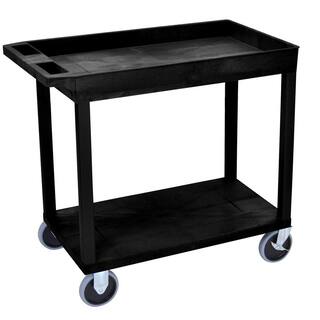 Luxor EC 32 in. W x 18 in. D 33.5 in. H 2-Shelf Utility Cart with 5 in. Casters in Black EC12HD-B