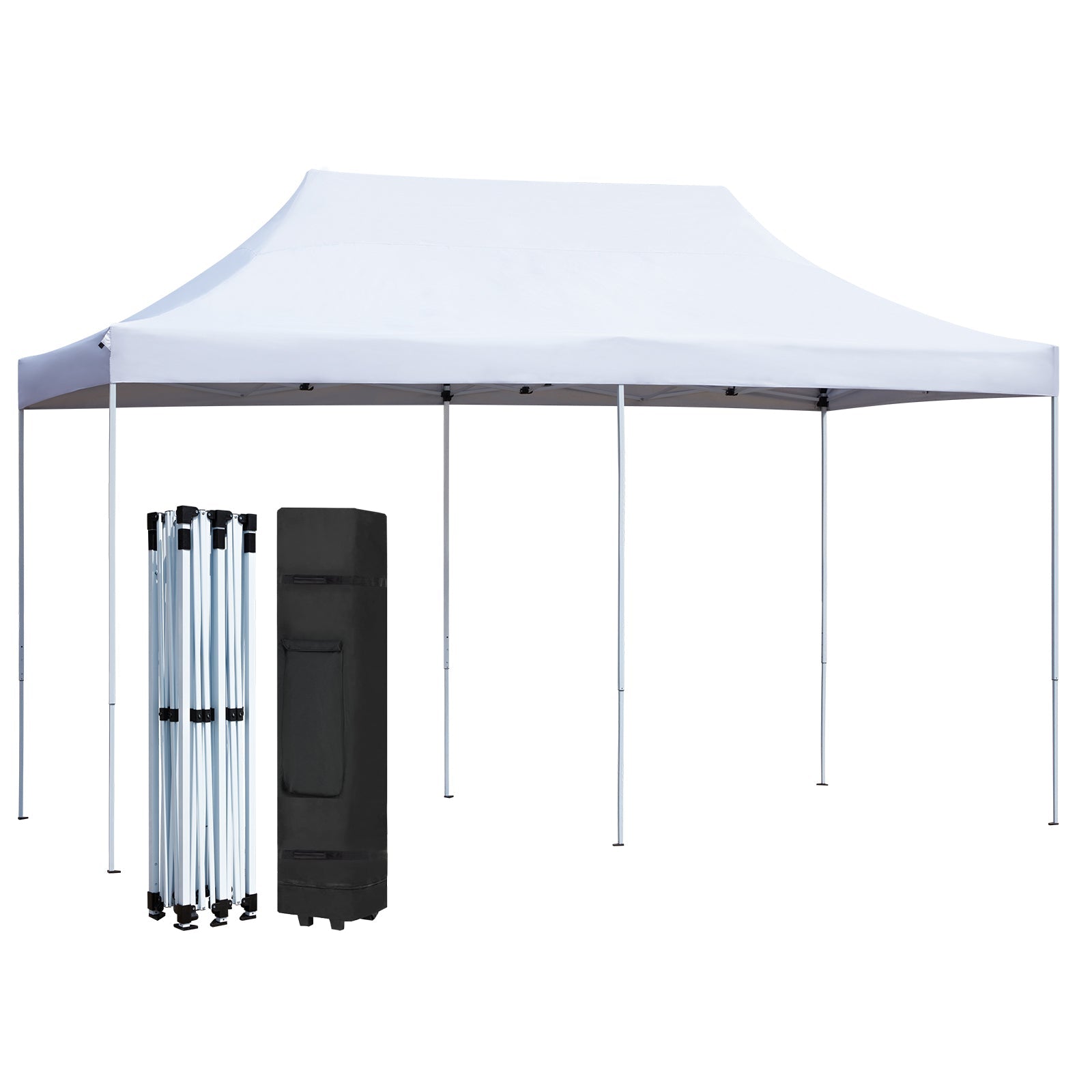 AVAWING 10x20FT Pop up Canopy Tent with Portable Wheeled with Roller Bag, Folding Patio Canopies Height Adjustable, Anti-UV & Waterproof for Parties, Camping, Commercial with Sandbags x 4(White)