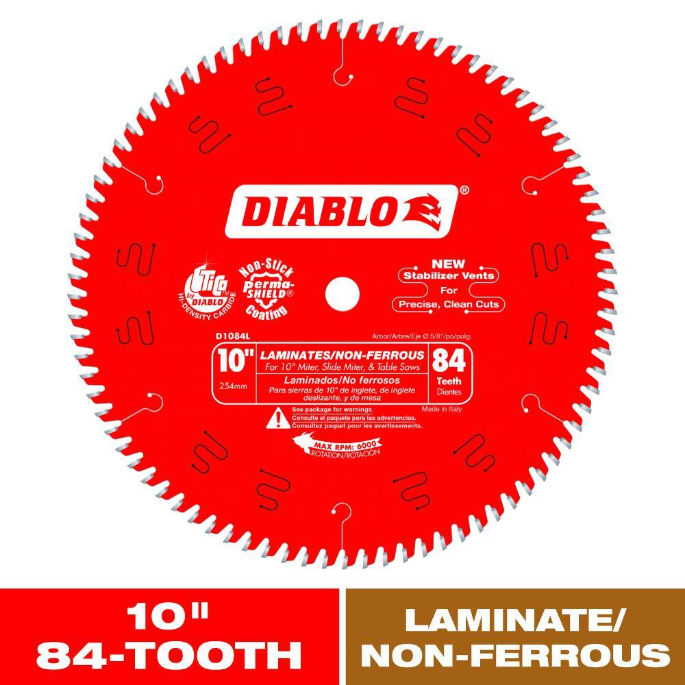 DIABLO 10 in. x 84-Tooth LaminateAluminumPlastics Circular Saw Blade D1084L