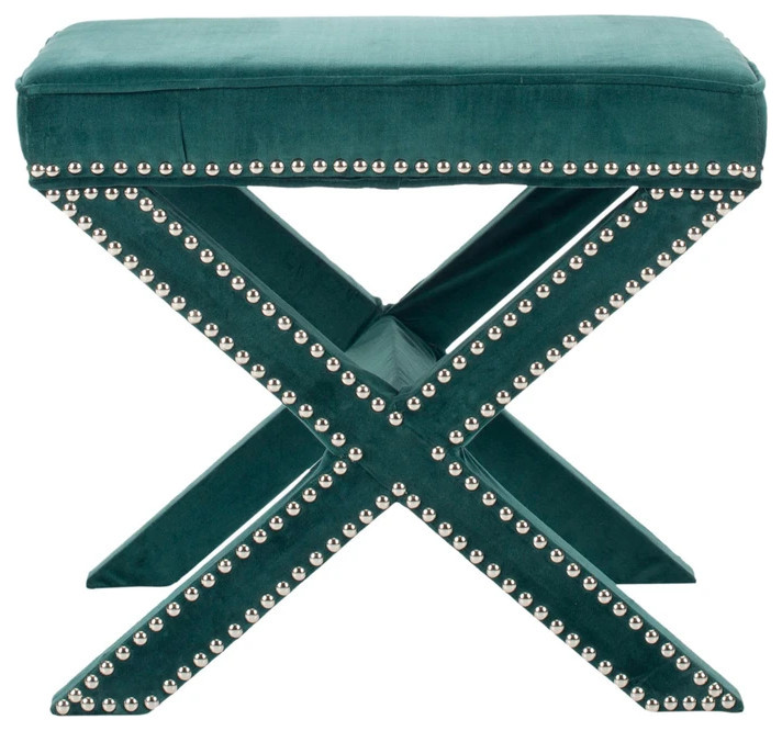 Arnold Ottoman Silver Nail Heads Marine   Contemporary   Footstools And Ottomans   by V.S.D Furniture  Houzz