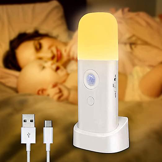 Motion Sensor Lights Indoor，Rechargeable Portable LED Night Light with USB Cable，Cordless Wall Light with Auto/On/Off