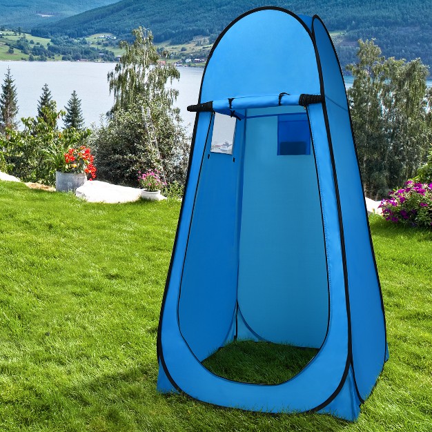 Costway Portable Pop Up Camping Fishing Bathing Shower Toilet Changing Tent Room Blue