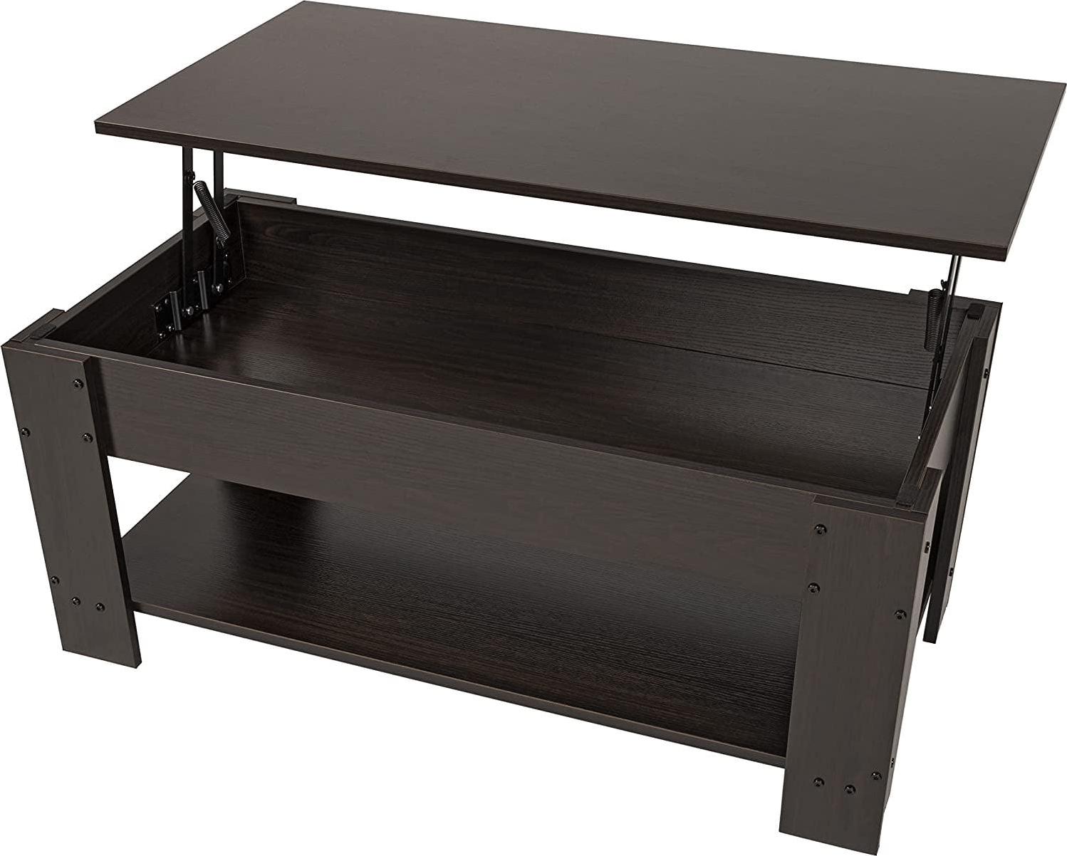 Elegainz Lift Top Coffee Table with Hidden Compartment and Storage Shelf in Black or Espresso