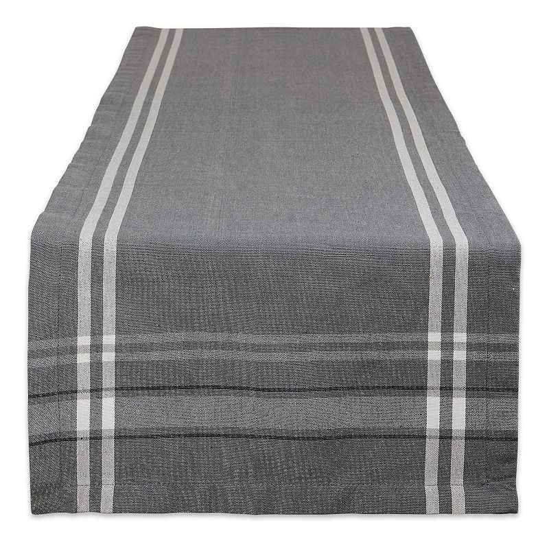 14 x 108 Gray and White French Chambray Pattern Rectangular Table Runner