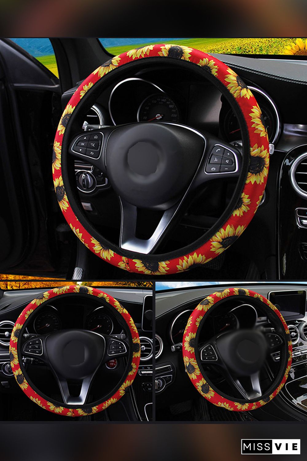 Sunflower Print Steering Wheel Cover MOQ 5pcs