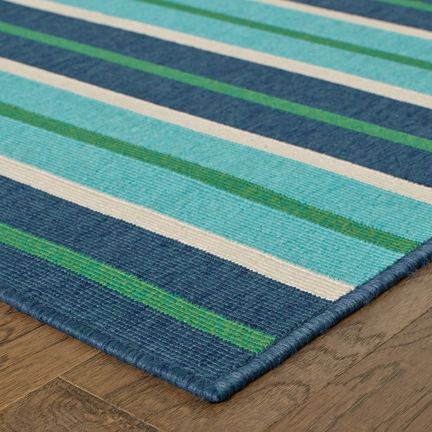 Macro Multi striped Patio Rug Blue green Captiv8e Designs