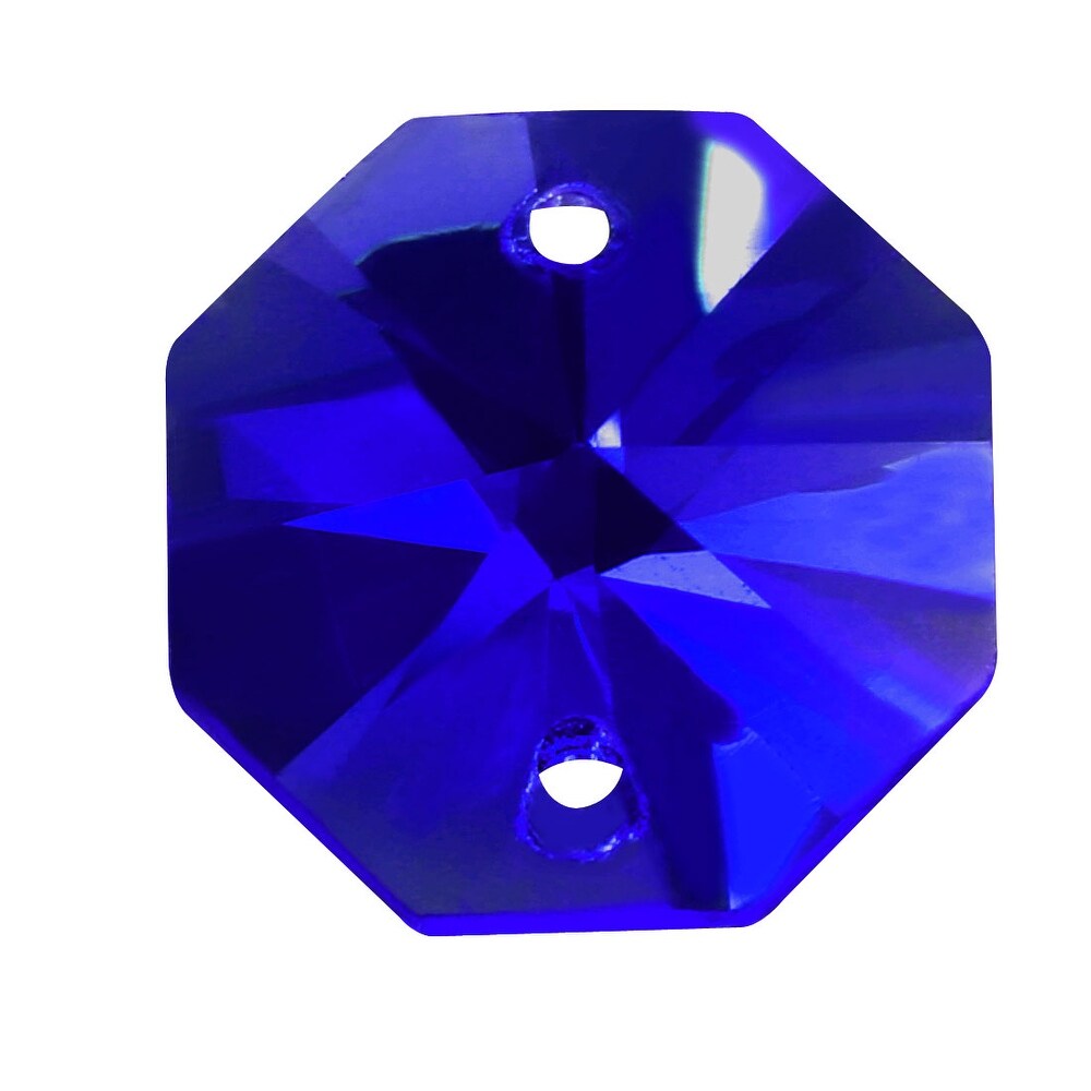 30Pcs Blue Octagonal Crystal Beads for DIY Light 14mmx7.5mm