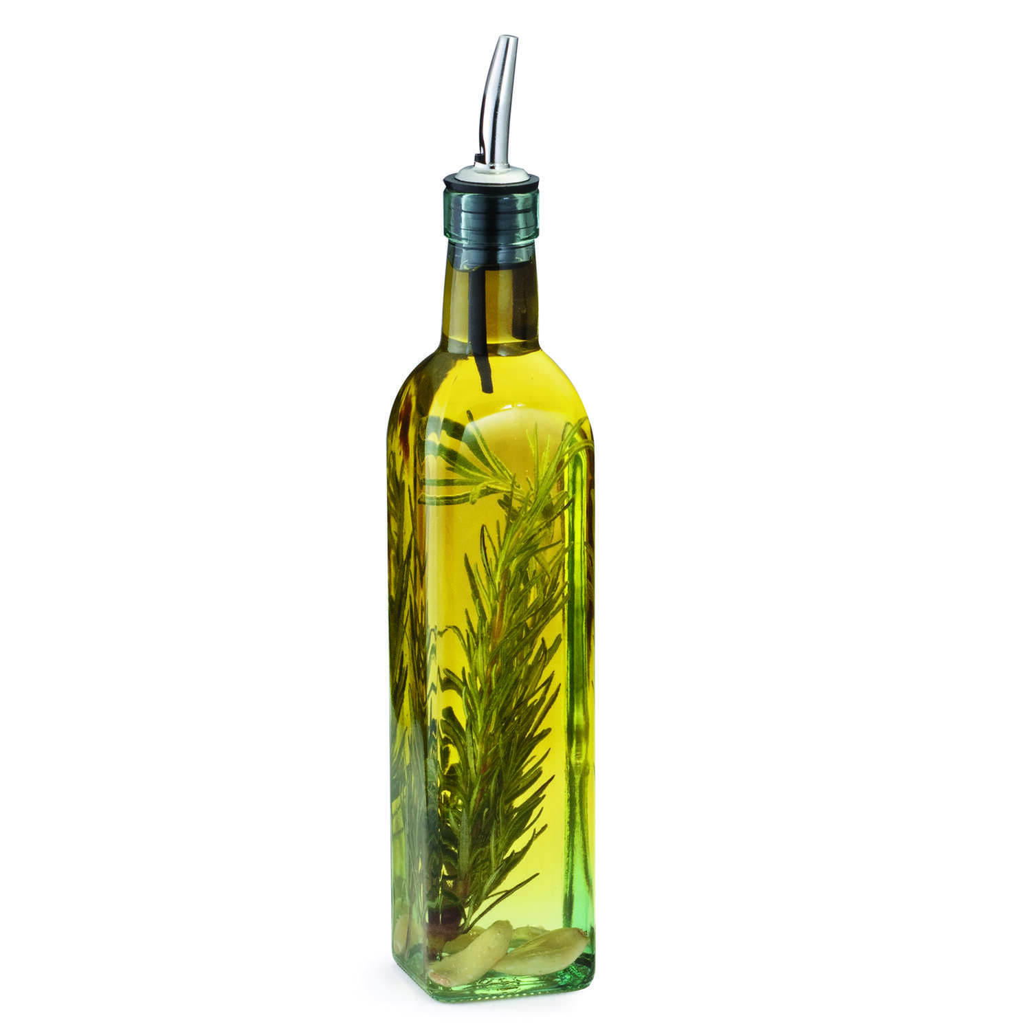 TableCraft Clear Glass/Steel Oil and Vinegar Bottle w/Pourer 16 oz