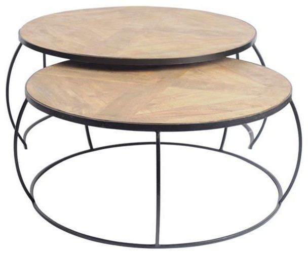 Marni Farmhouse Style Nesting Coffee Tables   Set of 2   Industrial   Coffee Table Sets   by Rustic Edge  Houzz