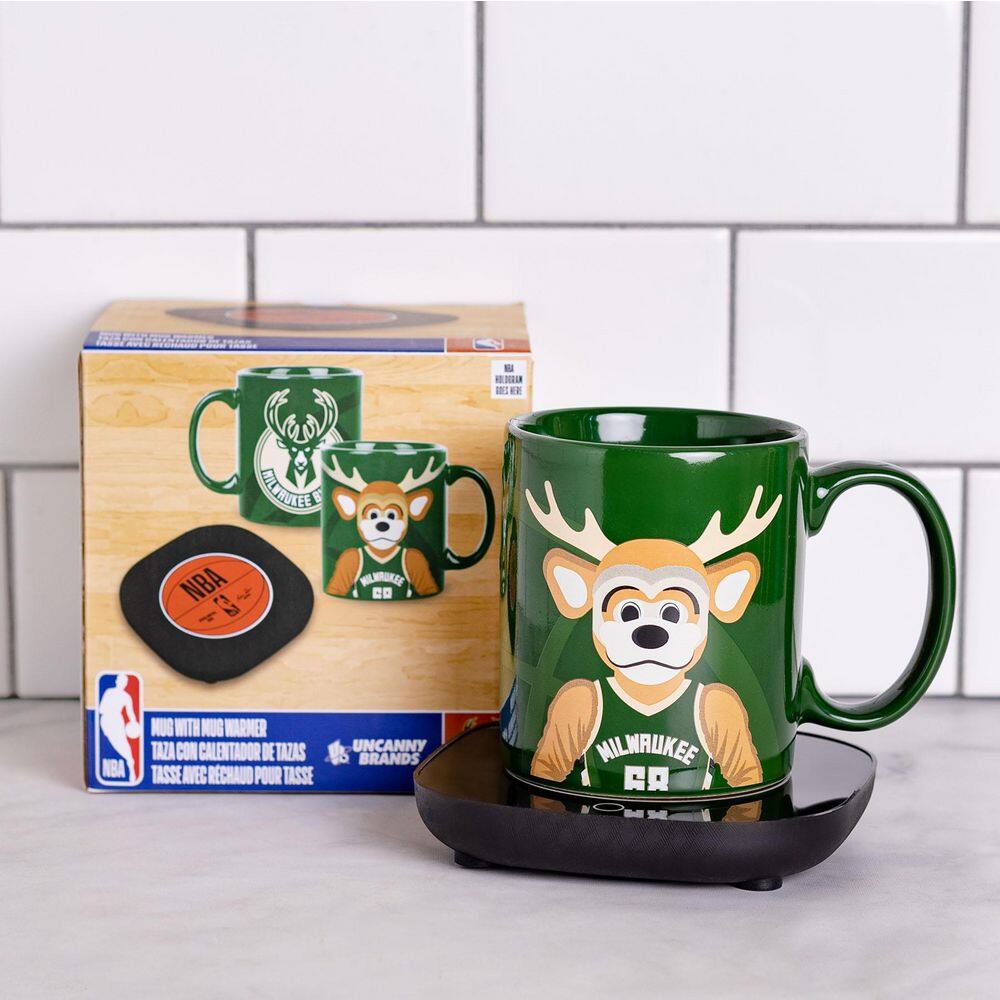 Uncanny Brands NBA MW Bucks Single-Cup Mascot 'Bango' Green Coffee Mug with Warmer for Your Drip Coffee Maker MW1-NBA-BUK-MAS