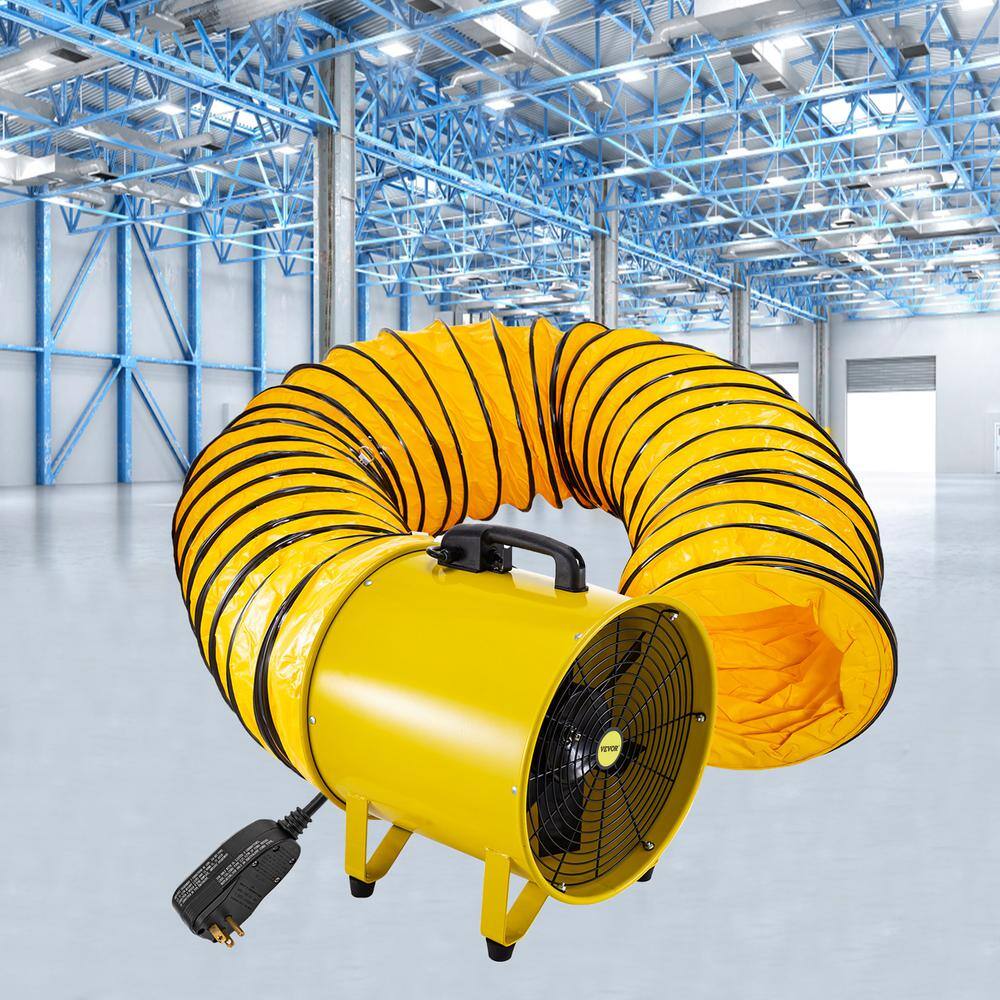 VEVOR Pivoting Utility Blower Fan 16 in. 1100 Watt High Velocity Ventilator with 16 ft. Duct Hose for Jobsite Fume Exhausting GYGFJST16CSSCD5M1V1