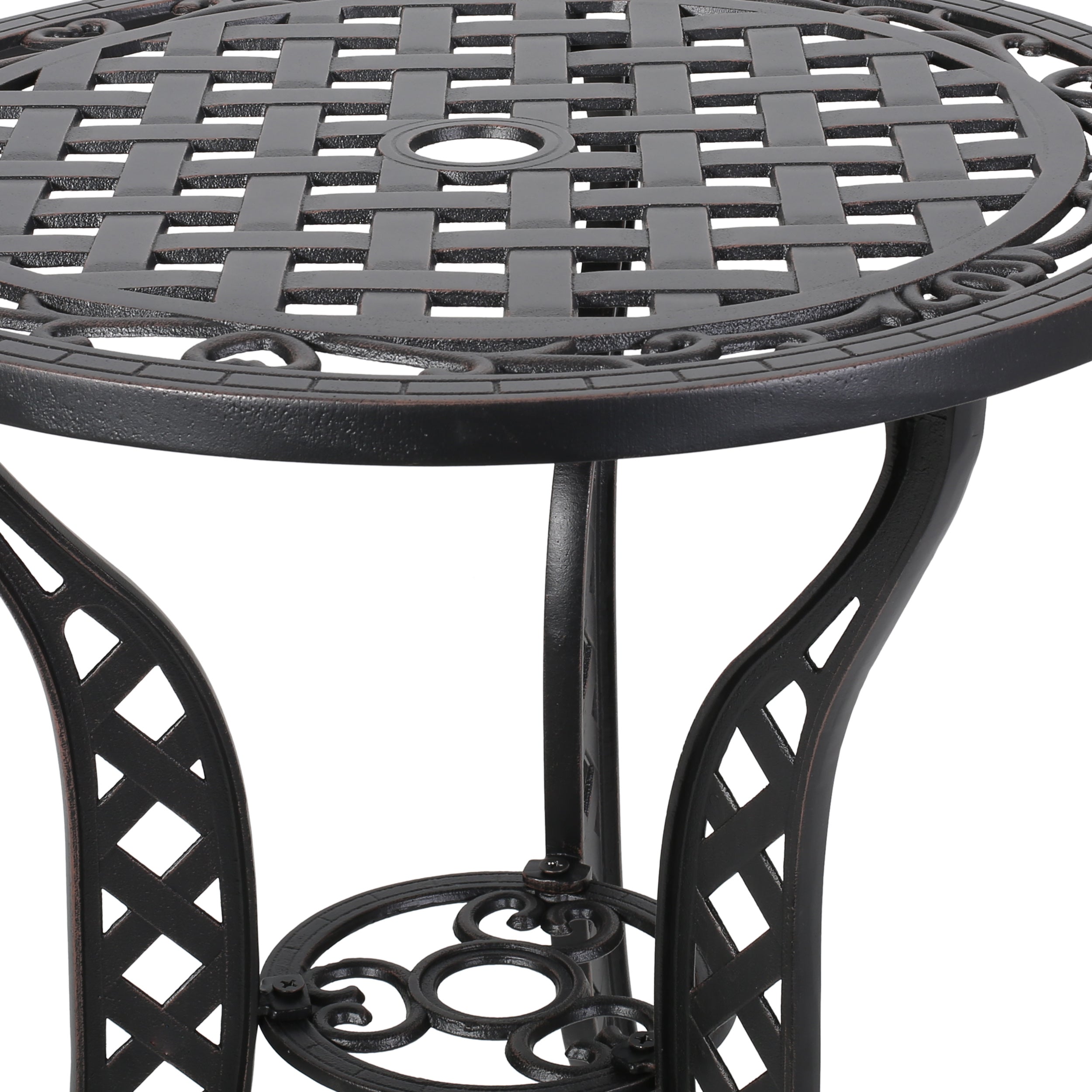 Lyon Traditional Outdoor 3-Piece Black with Bronze Cast Aluminum Bistro Set