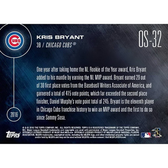 Topps TPS 16TN OS32 C Chicago Cubs Kris Bryant  OS...