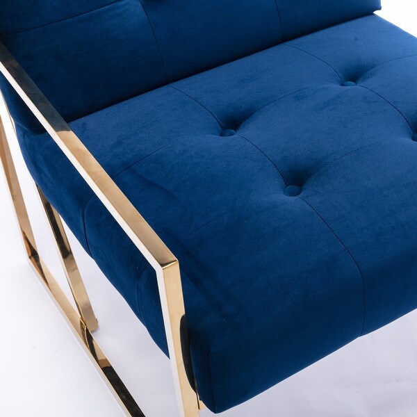 Mid-Century Velvet Tufted Living Room Arm Chair with Golden Base