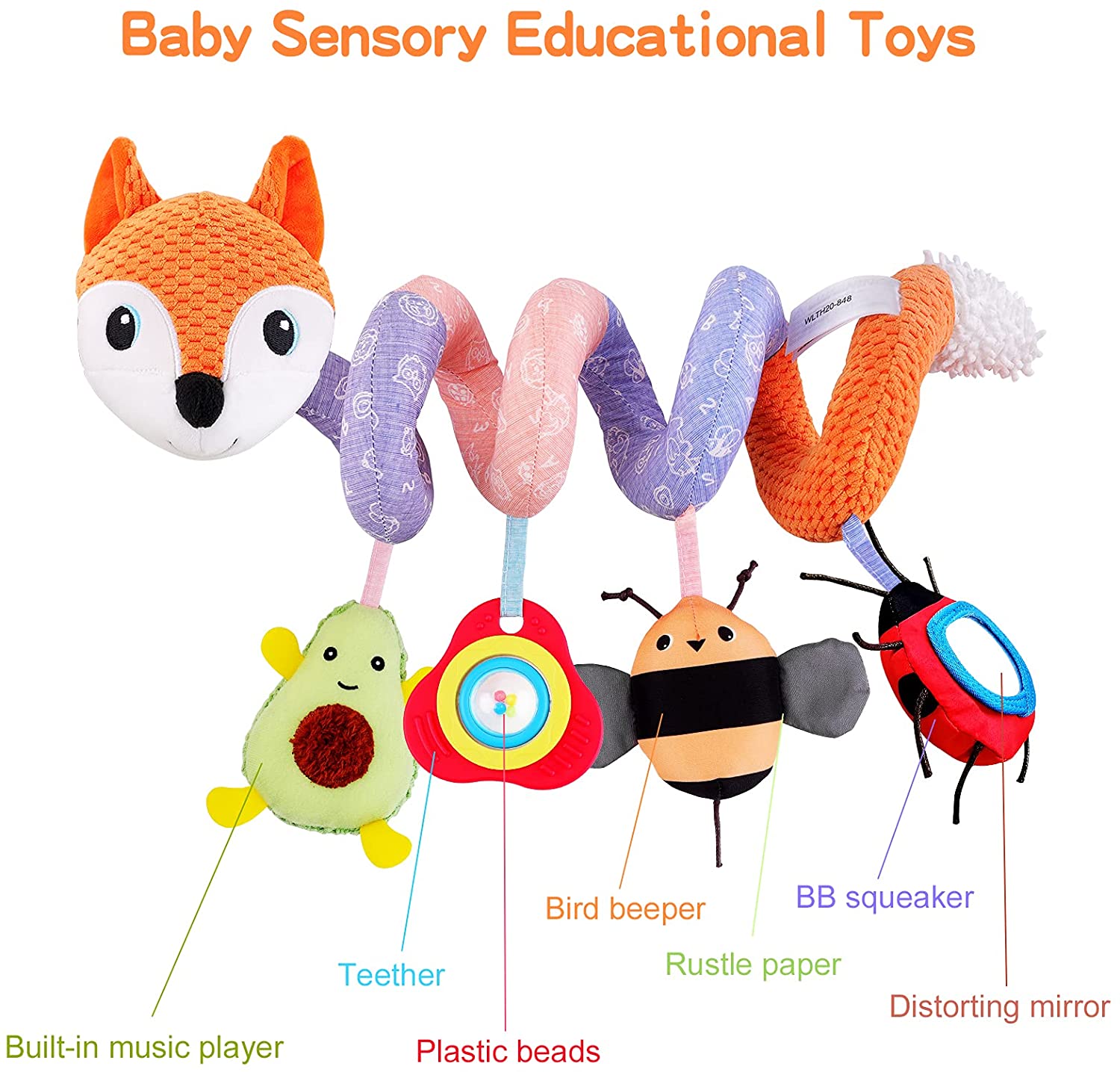 Baby Car Seat Stroller Toys - Baby Spiral Toys Babies Car Seat Toy Infant Crib Hanging Toys Rattle Activity Toys for Stroller Newborn Stroller Toys for Kids Boys Girls 0-12 Months