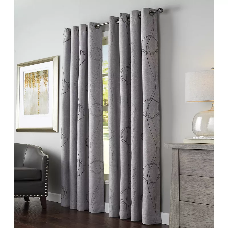 Myne Decor Brooke Printed Grommet Curtain Panel Window Dressing 54 x 84 in Grey