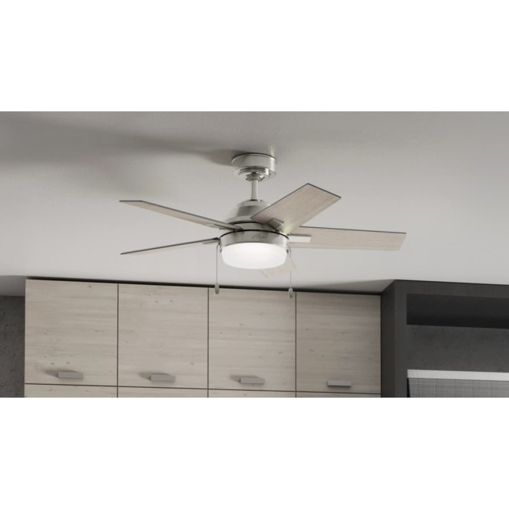 Hunter Barlett Ceiling Fan 44 Brushed Nickel Light Gray Oak