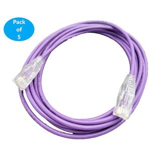 Micro Connectors Inc 3 ft. Cat6A Ultra Slim Patch (28AWG) Cable (Purple) (5-Pack) E09-003P-SL5