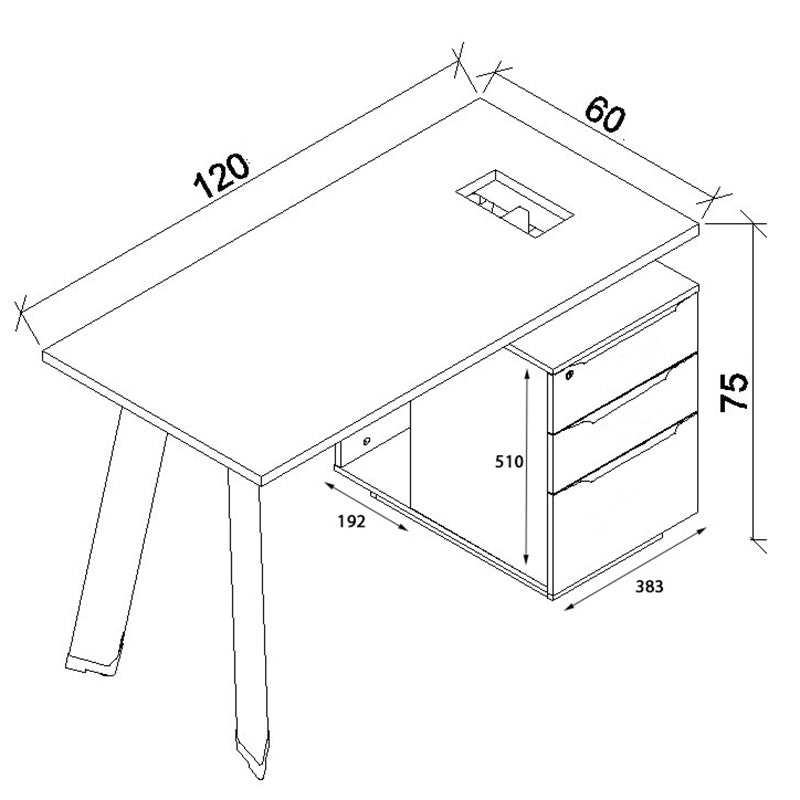 ARTO Single Workstation Desk with Right Cabinet 1.2M - Warm Oak & Black