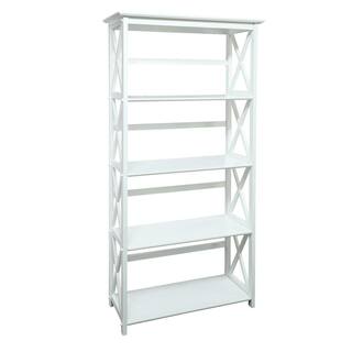 Casual Home 63 in. H White New Wood 4-Shelf Etagere Bookcase with Open Back N324-51