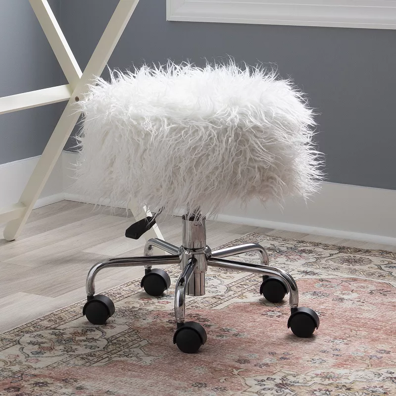 Linon Tillie Faux Fur Stool