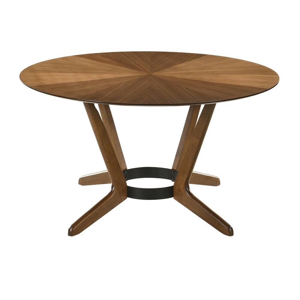 Santana Mid Century Modern Round Wood Dining Table