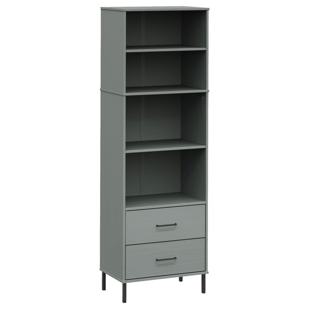 vidaXL Bookshelf Book Cabinet with 2 Drawers Storage Cabinet OSLO Solid Wood   23.6\