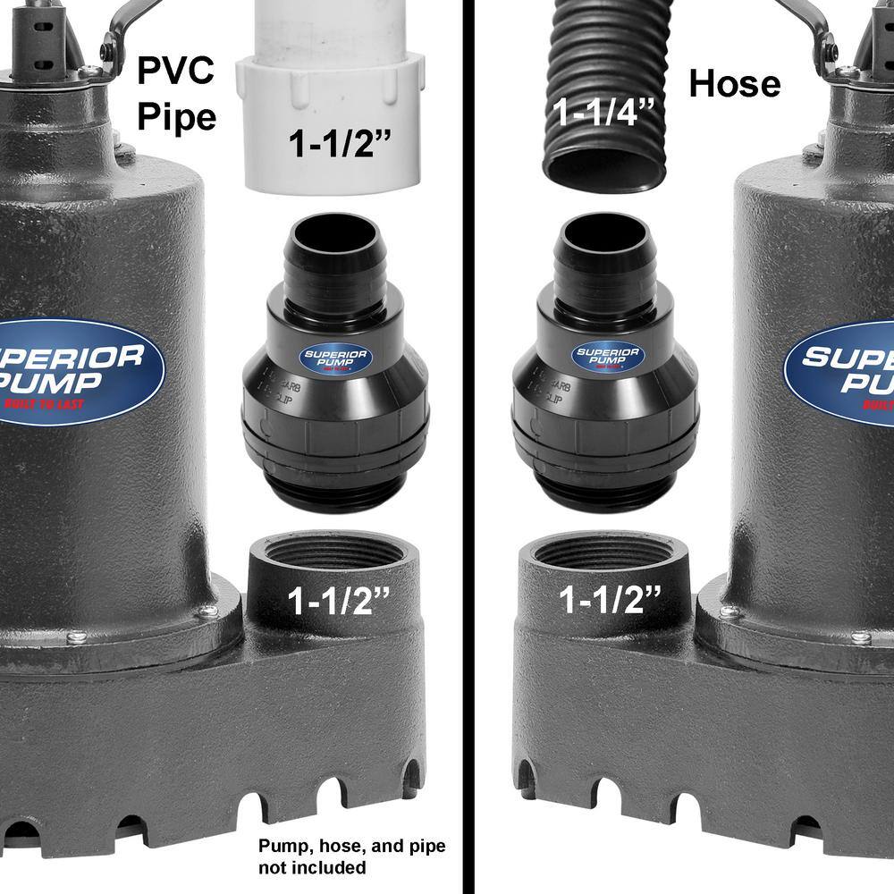 Superior Pump 99509 1-12 in. MPT x 1-14 in. Barb or 1-12 in. Slip ABS Check Valve 99509SC150B