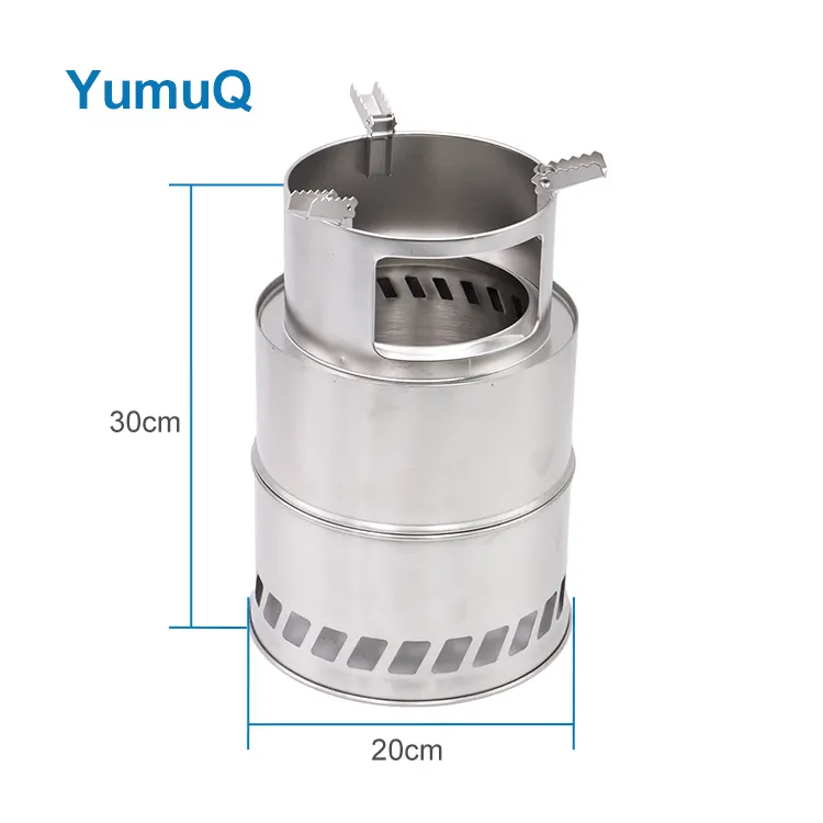 YumuQ 30cm High Quality Double Layer Stainless Steel Portable Foldable Wood Outdoor Camping Burning Stove For Hiking Travel